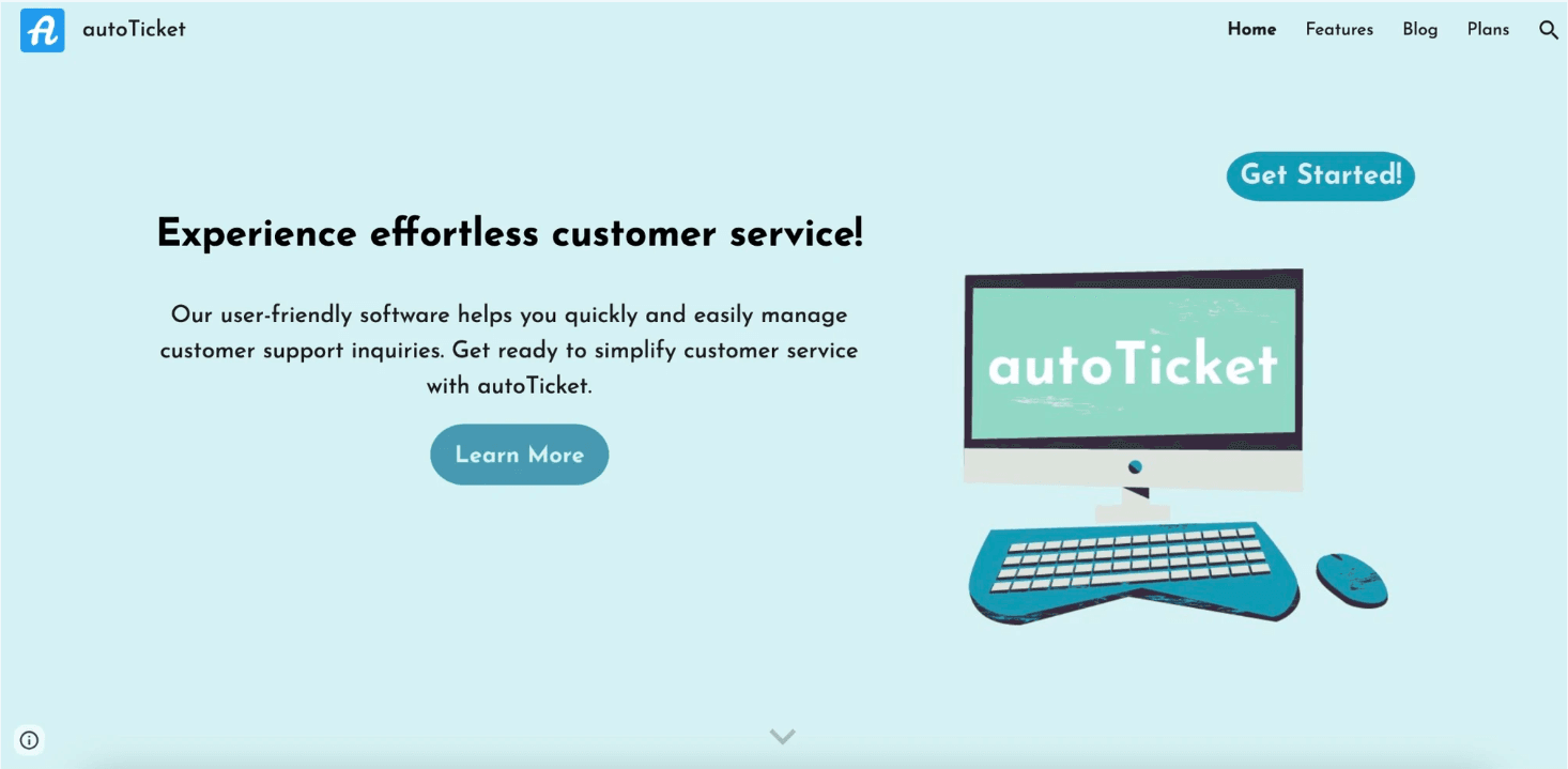 Updated AutoTicket homepage design with brighter, friendlier styling